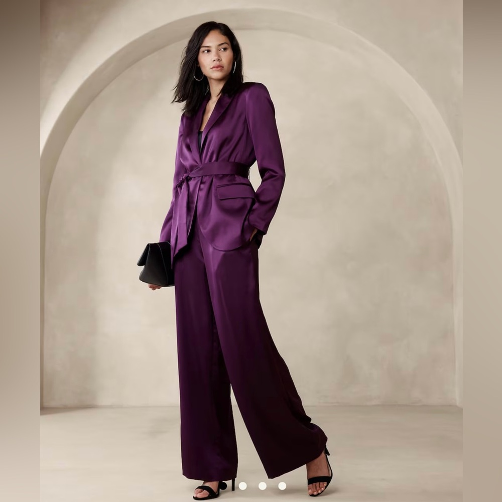 2 pair Banana Republic Satin Wide Leg Pants purple and black both size 12